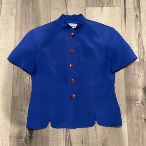 SHOMI by Miller Shor Vintage Chinese Collar Blouse. 100% Silk.